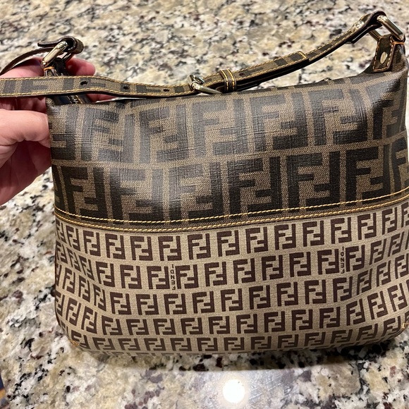 💯Authentic Fendi Zucchino and Zucca combination canvas leather handbag - Picture 2 of 16